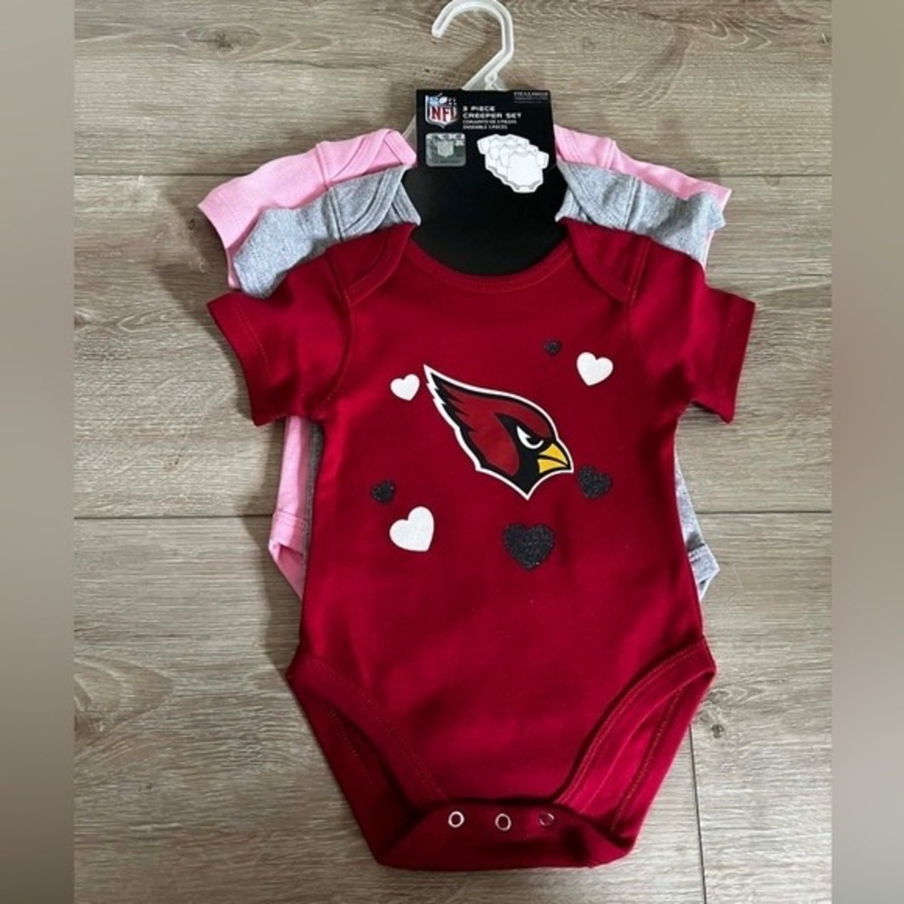 NFL Cardinals Baby Onesies - Red and Gray